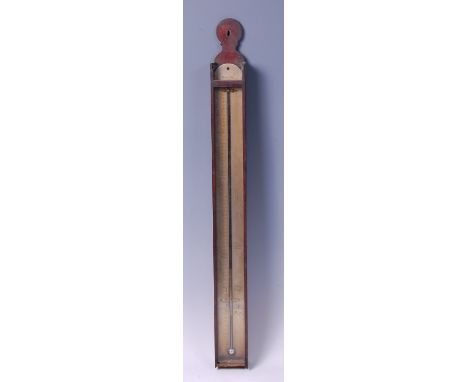 *A George III mahogany cased thermometer, the silvered dial with vernier scale and exposed mercury cistern, signed Nairne, Lo