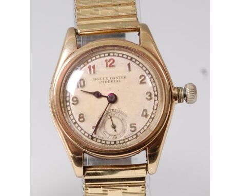 A circa 1930 gents Rolex 9ct gold cased Oyster Imperial chronometer, having signed champagne dial with subsidiary seconds dia