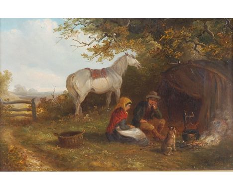 Thomas Smythe (1825-1907) - A Gypsy encampment, oil on canvas, signed lower right, 30 x 45cm Condition Report / Extra Informa