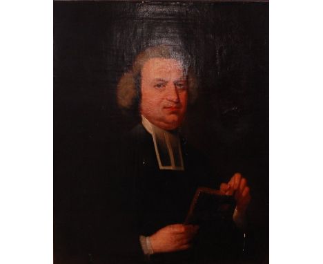 18th century English school - Portrait of the Reverend Samuel Brewer of Stepney, oil on canvas (with old re-lining), 76 x 62c