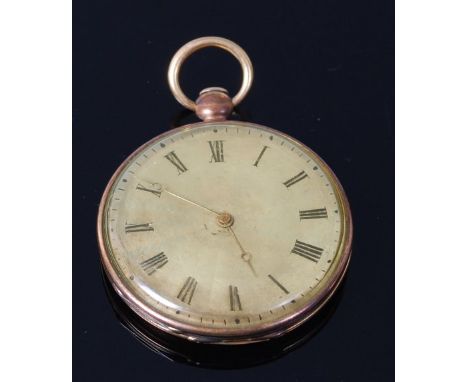 A J F Bautte et Cie á Geneve 18ct gold cased open face pocket watch, having an unsigned finely turned silvered dial, engine t