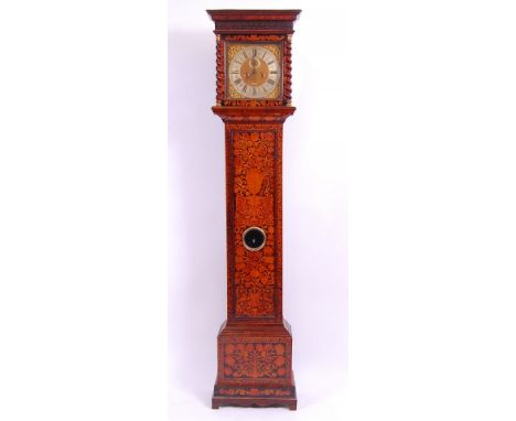 *John Shaw of Holborn - A late 17th century walnut and seaweed marquetry inlaid long case clock, the square brass 12" dial ha