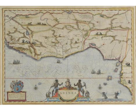 *Guinea. Blaeu (Willem J. Z.), Guinea, circa 1645, engraved map of West Africa with contemporary hand colouring, decorative c