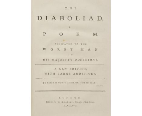 Churchill (Charles). The Ghost, the Third Edition, with Additions, Printed for the Author, 1763,  half-title (dust-soiled and