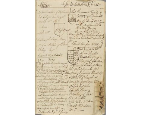 Prestwich (John, 1745-1795). Manuscript collection of heraldic, genealogical and biographical Notes, late 18th century,  with