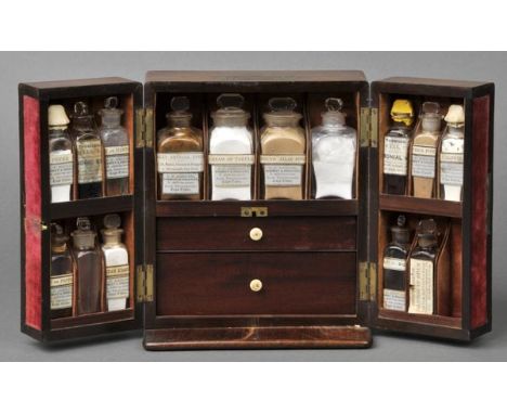 *Medicine Chest. A 19th-century mahogany domestic medicine chest,  Springweiler & Co., London, the double doors and upper com