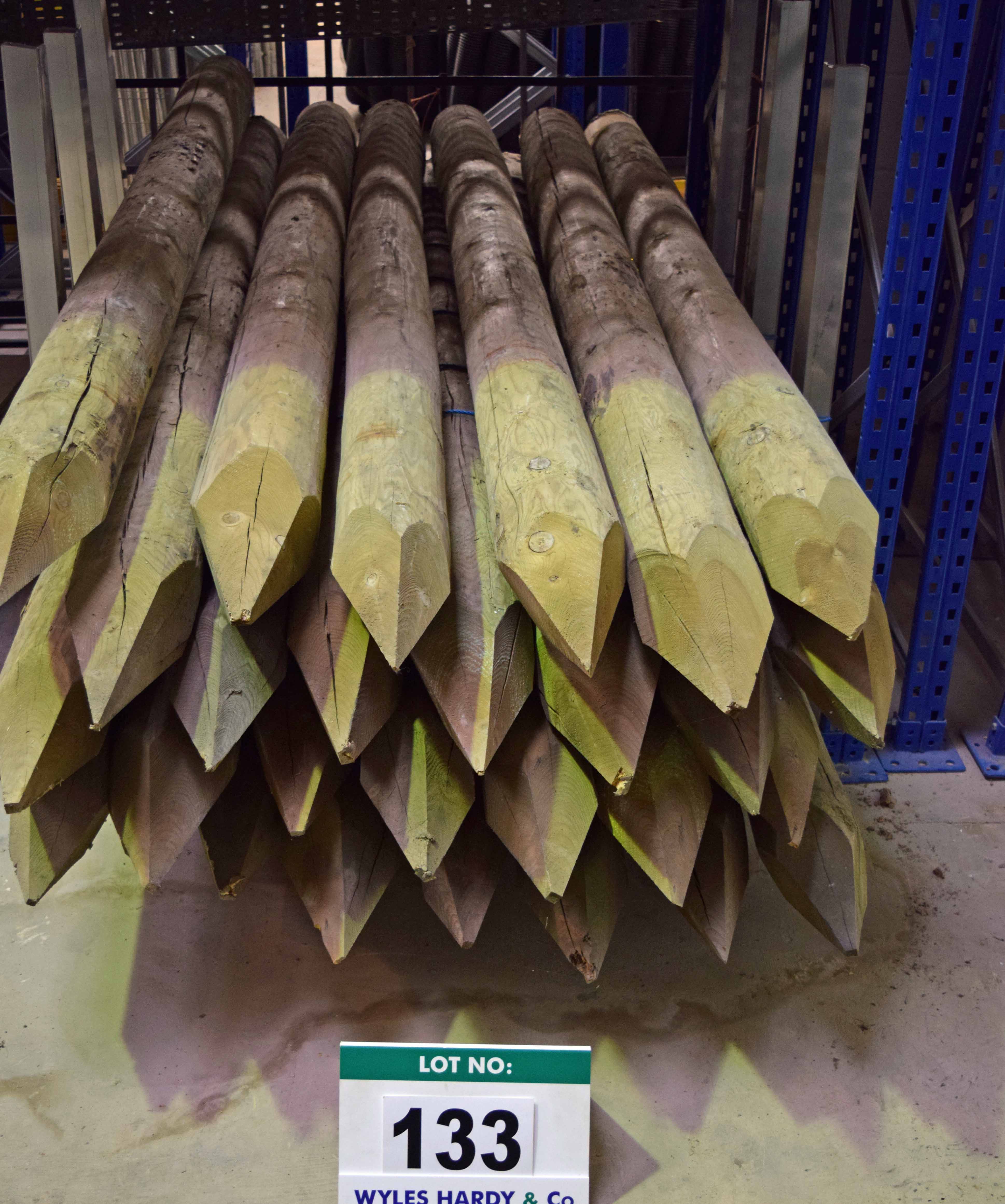 Approx Twenty Six 150mm X 2400mm Round Timber Fence Posts As   Original 