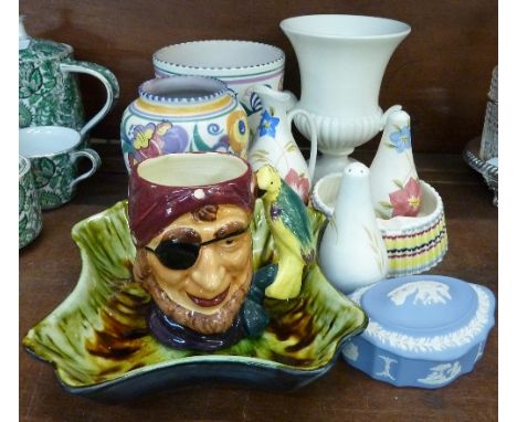 Two Poole vases, one with Carter Stabler Adams impressed mark to base, Radford and Hornsea pottery, etc.