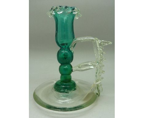 A Stourbridge glass candlestick, height 16cm