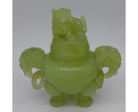A jade censer, height 12cm