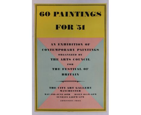 Collection of original 1950s British art exhibition posters: '60 Paintings for '51 - an exhibition of contemporary paintings 