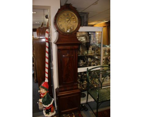 A 19th Century Scottish mahogany longcase clock, brass dial inscribed Geo MaClean, Edinburgh, four pillared movement, circula