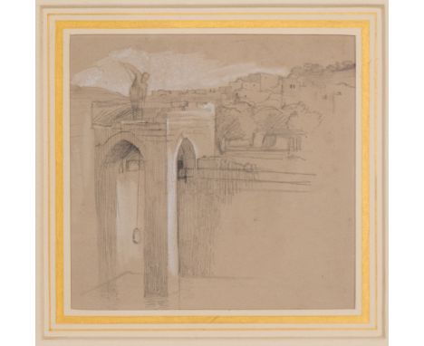 William Holman Hunt, O.M., A.R.A. (British, 1827-1910), 'The Public Cistern, Hebron'; verso, the interior of a mosque, pencil
