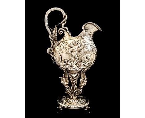 An Important Edwardian silver ewer with presentation inscription of military interest, Elkington & Sons, Birmingham, 1909In t