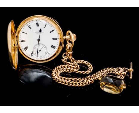 Payne & Co, New Bond St London, an 18ct gold gentleman's full hunter top wind pocket watch, 4.5cm signed white enamel Roman d