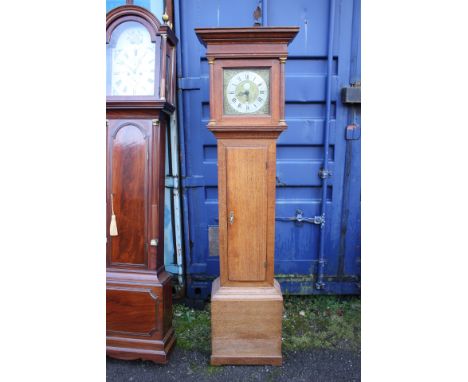 An 18th Century oak 30 hour longcase clock, the dial indistinctly inscribed but probably reading 'John Braithns, Hanksh', the