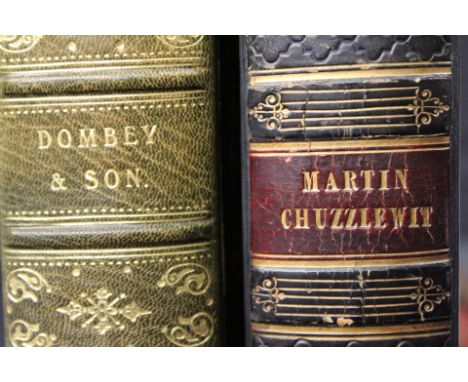 Dickens (Charles), first editions: 'Dombey and Son', London: Bradbury & Evans, 1848, octavo, green half-leather binding with 