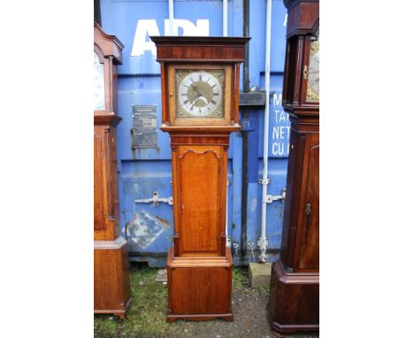 A George III oak and mahogany 30 hour longcase clock, inscribed 'Barber, Winster' the hood with a projecting cornice, the doo