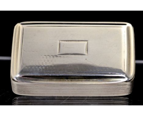 A William IV silver snuff box, the cover and base with bright-cut engraved decoration and vacant rectangular cartouche, with 