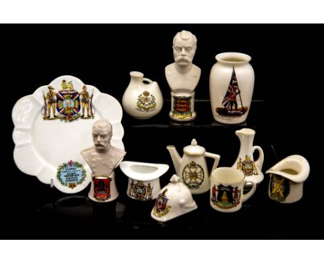 Boer War Interest, crested china relating to the Boer War etc, Goss vase South Africa 1900, two busts Savoy China helmet, Wil