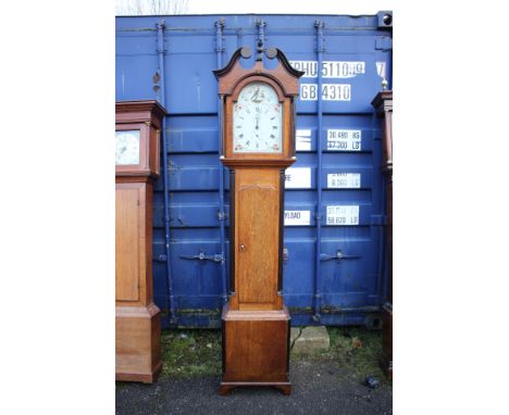 A George III oak 30 hour longcase clock, the dial inscribed 'J&W Blaylock, Longtown', the hood with a swan neck pediment, the