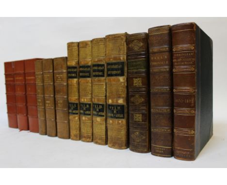 Collection of antiquarian quarto leather-bound books, comprising: 'The Antiquarian Repertory: A Miscellaneous Assemblage of T