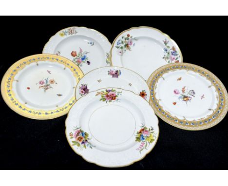 19th Century Staffordshire floral plates including Spode embossed plates, Davenport dish, Copeland and Garret plate and a pai