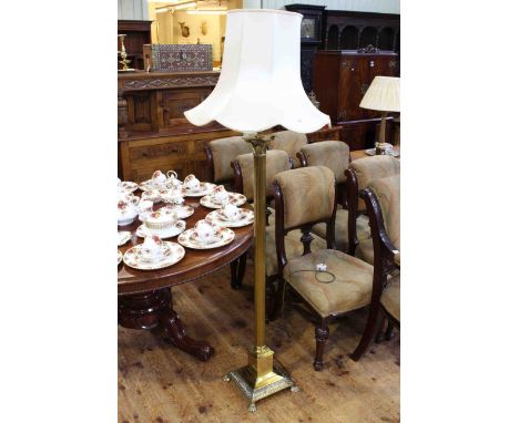 Brass corinthian column standard lamp and shade