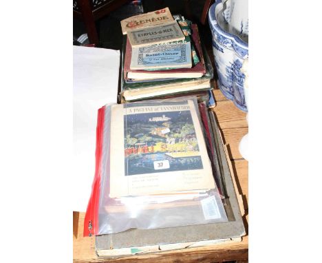 Collection of early 20th Century programmes, posters, stamps, first day covers, postcards, etc