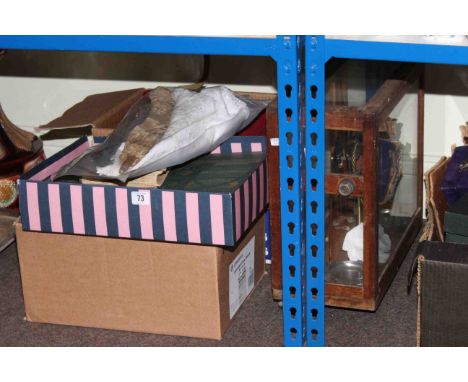 Cased balance scales, stamps and albums, books and parasol