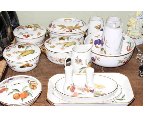 Collection of Royal Worcester Evesham ware including covered tureens