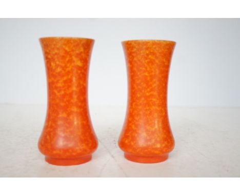 Pair of Royal Lancastrian orange peel vases 2422