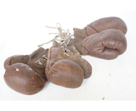 2 Pairs of vintage leather junior boxing gloves 