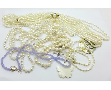 Freshwater and cultured pearl necklets and bracelets