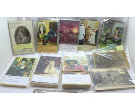 WWI song cards, 28 sets, some WWII and topographical, a signed Randolph Scott portrait card and 175 sovereign pictorial Royal