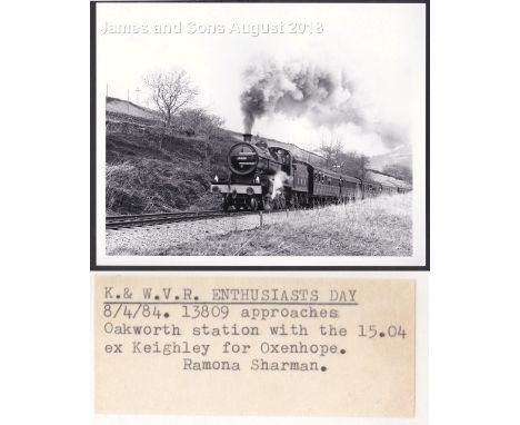W.A.Sharman Photographic Quality Archive (10" x 8")-K & W.V.R. Enthusiasts Day - 8/4/84, 13809 approaches Oakworth station wi