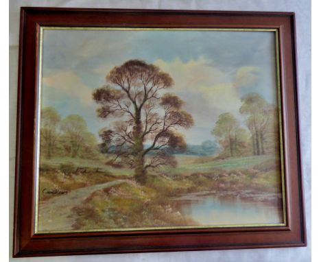 Oil Painting - Landscape by R Harrison in Gilt Frame excellent condition