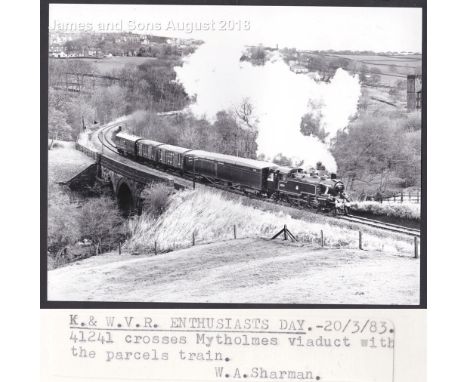W.A.Sharman Photographic Quality Archive (10" x 8")-K & W.V.R. Enthusiasts Day - 20/3/83, 41241 crosses Mytholmes viaduct wit