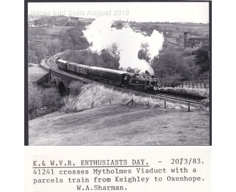 W.A.Sharman Photographic Quality Archive (10" x 8")-K & W.V.R. Enthusiasts Day - 20/3/83, 41241 crosses Mytholmes viaduct wit