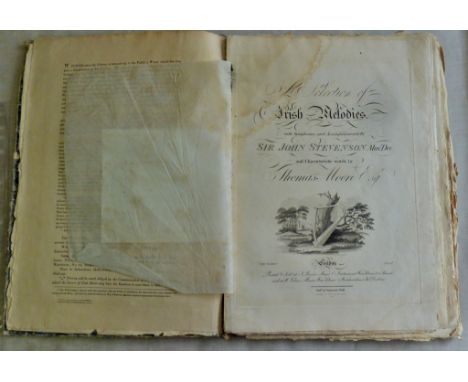 Irish Melodies by Sir John Stevenson & Thomas Moore, hardback volume of sheet music dated 1811 m/s