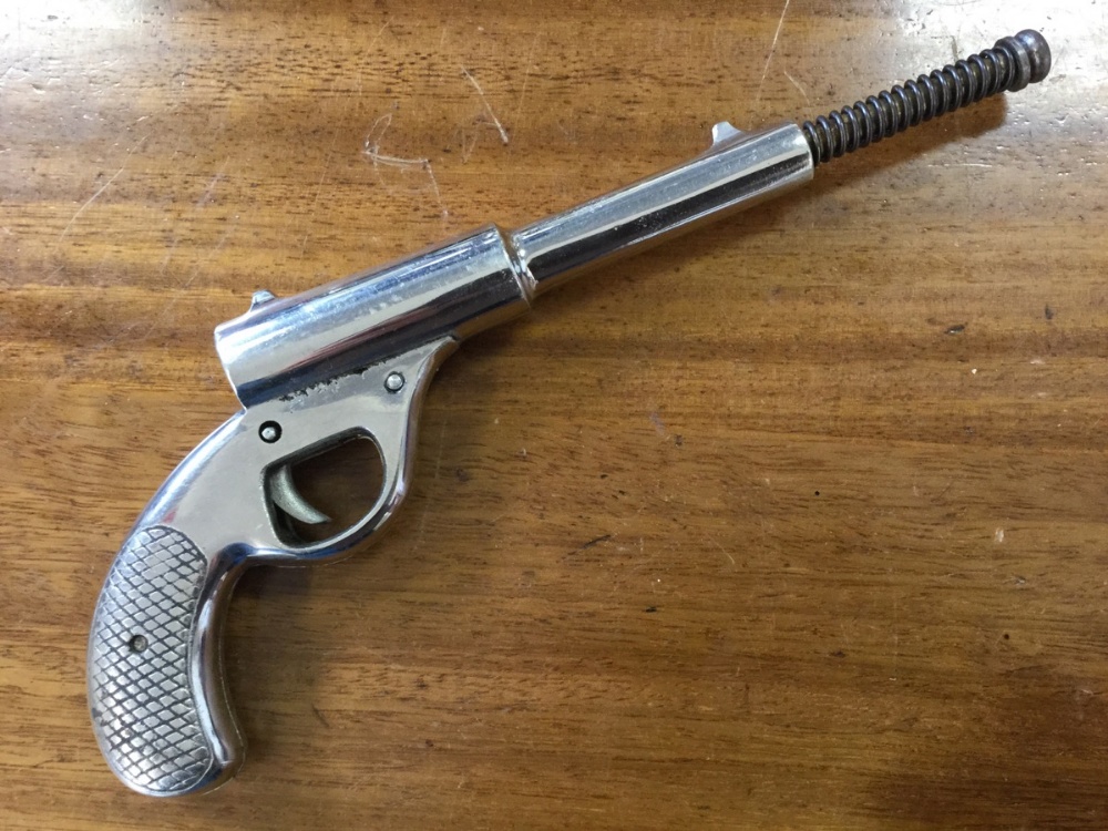 A British made chrome finished TG Harrington & Co Gat air pistol with