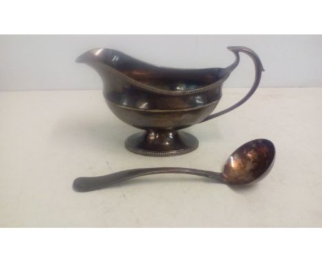 Two items of Mappin and Webb Plateware, Sauce pot and Ladle 