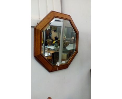 Light Oak Octagonal Bevelled Mirror 1930's