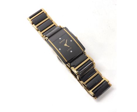 Rado Diastar Jubile black and gold ceramic lady's bracelet watch, ref. 153.0383.3, no. 10064262, rectangular black dial with 