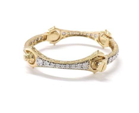 9ct gold diamond set child's bangle, illusion set with round brilliant-cut diamonds, 0.51ct, 17.9gm, 60mm wide