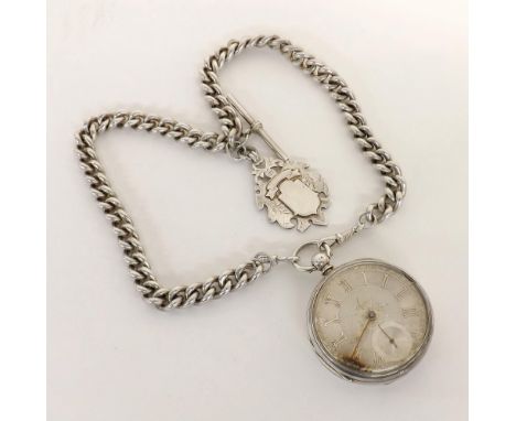 Silver fusee lever pocket watch, London 1877, the movement signed T &amp; E. Rhodes, Kendal, no. 45048, with foliate engraved