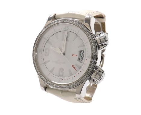 Jaeger LeCoultre Master Compressor automatic stainless steel diamond set wristwatch, ref. 148.8.60, no. 4026, diamond bezel, 