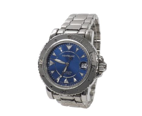 Montblanc Meisterstuck Sport automatic stainless steel gentleman's bracelet watch, ref. 7035, no. PL269055, blue dial with ba