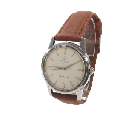 Omega Seamaster automatic stainless steel gentleman's wristwatch, ref. 14704 4 SC, silvered dial with baton markers and sweep