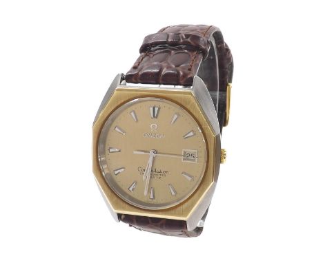 Omega Constellation Chronometer Quartz gold plated and stainless steel gentleman's wristwatch, circa 1977, ref. 198.0114, cha